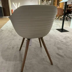 Cattelan Italia Stuhlsets|8er Set Armlehnstuhl Indy Schale Polyurethan Lino Beige Gestell Buche Gebeizt