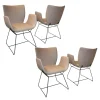 Scholtissek Stuhlsets|4er Set Armlehnstuhl Kasaar Leder Stone Beige Gestell Eisen Schwarz Beschichtet