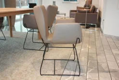 Scholtissek Stuhlsets|4er Set Armlehnstuhl Kasaar Leder Stone Beige Gestell Eisen Schwarz Beschichtet