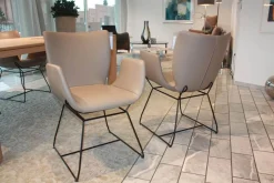 Scholtissek Stuhlsets|4er Set Armlehnstuhl Kasaar Leder Stone Beige Gestell Eisen Schwarz Beschichtet