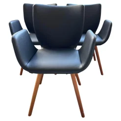 Scholtissek Stuhlsets|3er Set Armlehnstuhl Kasaar Leder Genua 0500 Schwarz Gestell Black Cherry Natur Geölt