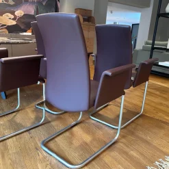 Draenert Stuhlsets|4er Set Armlehnstuhl Luma 2063 I Leder II Elmosoft 95006 Dark Purple Violett Gestell Stahlrohr Matt Chrom