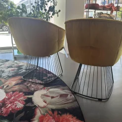 Freifrau Stuhlsets|2er Set Armlehnstuhl Marla Hoch Stoff Riga M1 Curry Gelb Harfengestell Schwarz