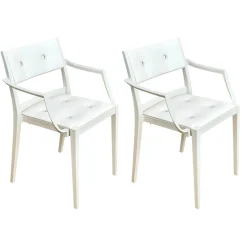 DEDON Stuhlsets|2er Set Armlehnstuhl Play P Starck Sitz Und Rücken Synthetik Weiß Gestell Chalk Weiß