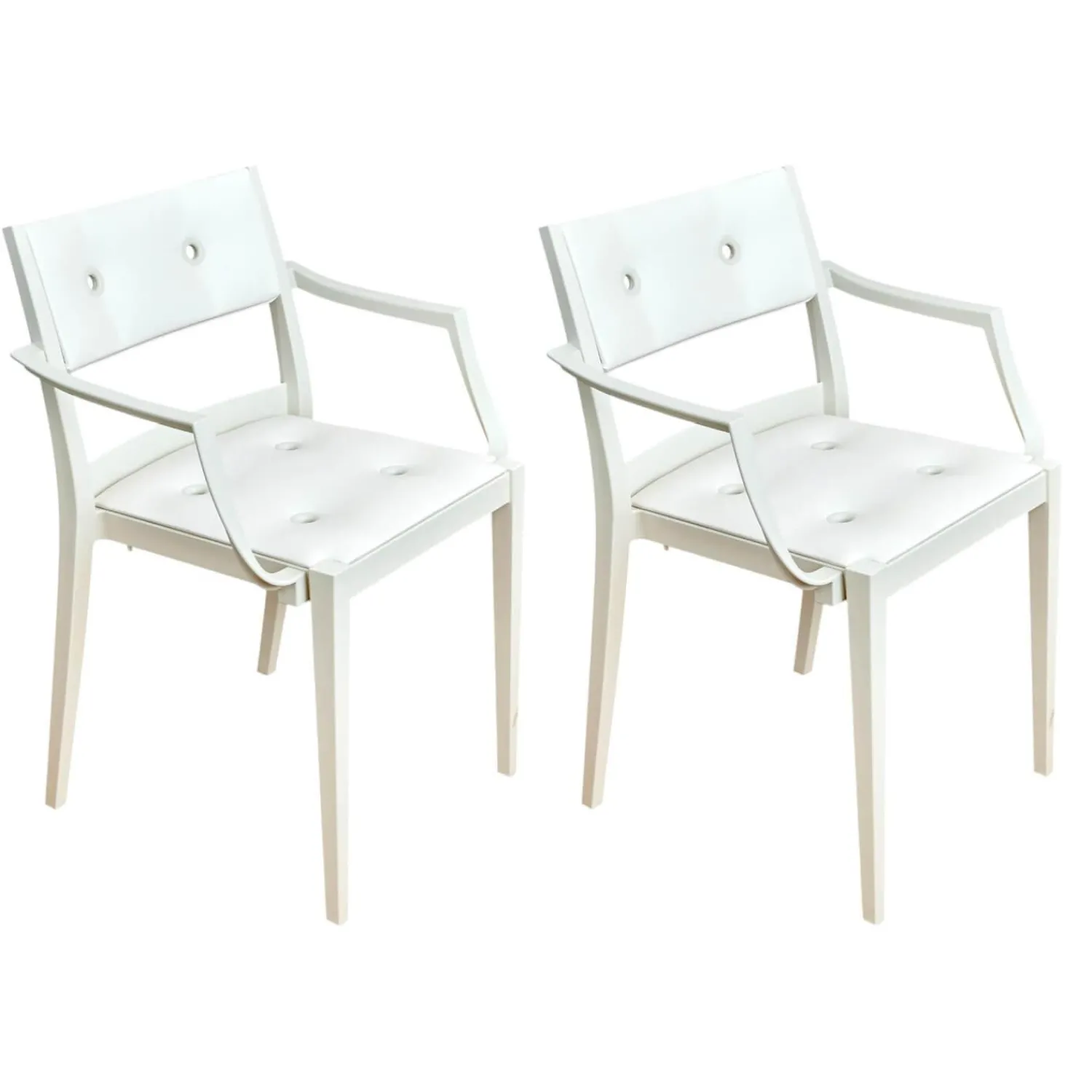 DEDON Stuhlsets|2er Set Armlehnstuhl Play P Starck Sitz Und Rücken Synthetik Weiß Gestell Chalk Weiß