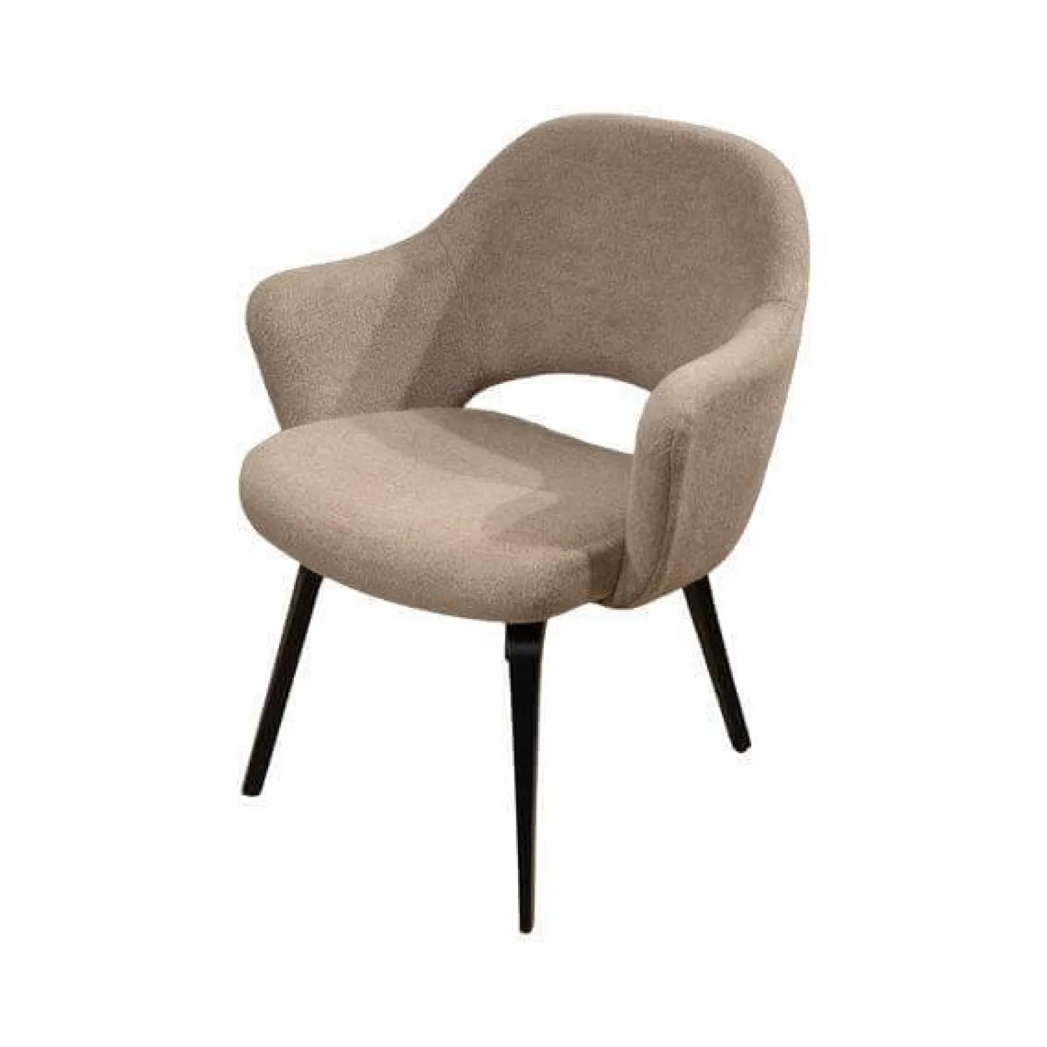 Knoll International Stuhlsets|4er Set Armlehnstuhl Saarinen Konferenz Stoff Colorado Schlamm Braun Beige Gestell Eiche Auf Ebenholz Schwarz