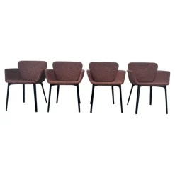 Knoll International Stuhlsets|4er Set Armlehnstuhl Sedia KN6 Stoff Harley 12 Red Brick Rot Gestell Aluminium Schwarz Lackiert