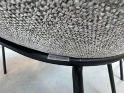 Walter Knoll Stuhlsets|6er Set Armlehnstuhl Sheru 1435 Stoff Togba 7854 Pebble Grau Gestell Metall Pulverbeschichtet Schwarz Matt Mit Gleitern