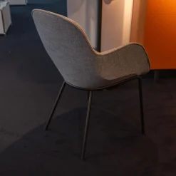 Walter Knoll Stuhlsets|4er Set Armlehnstuhl Sheru Bezug Stoff 25 Togba 7854 Pebble Grau 4-Bein-Gestell Pulverbeschichtet Schwarz