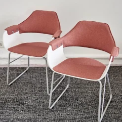 BD Barcelona Stuhlsets|2er Set Armlehnstuhl Showtime Schale Weiß Lackiert Bezug Medley Y10 Pink Gestell Kufen Silber 7035 Mit Armauflagen