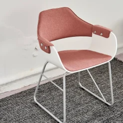 BD Barcelona Stuhlsets|2er Set Armlehnstuhl Showtime Schale Weiß Lackiert Bezug Medley Y10 Pink Gestell Kufen Silber 7035 Mit Armauflagen