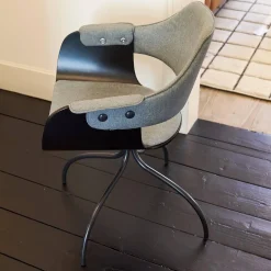 BD Barcelona Stuhlsets|2er Set Armlehnstuhl Showtime Mit Armauflage Sitzschale Schwarz Lackiert Matt Sitz Medley Y03 Grau Gestell Matt Schwarz Drehbar