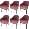 Vitra Stuhlsets|6er Set Armlehnstuhl Softshell Stoff Credo Bitter Chocolate Violett Untergestell Vierbein Basic Dark