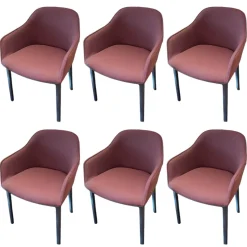 Vitra Stuhlsets|6er Set Armlehnstuhl Softshell Stoff Credo Bitter Chocolate Violett Untergestell Vierbein Basic Dark
