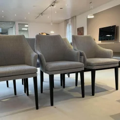 Bielefelder Werkstätten Stuhlsets|6er Set Armlehnstuhl Softshell Stoff Enza 252 Füße Eiche Dunkel Gebeizt