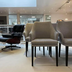 Bielefelder Werkstätten Stuhlsets|6er Set Armlehnstuhl Softshell Stoff Enza 252 Füße Eiche Dunkel Gebeizt