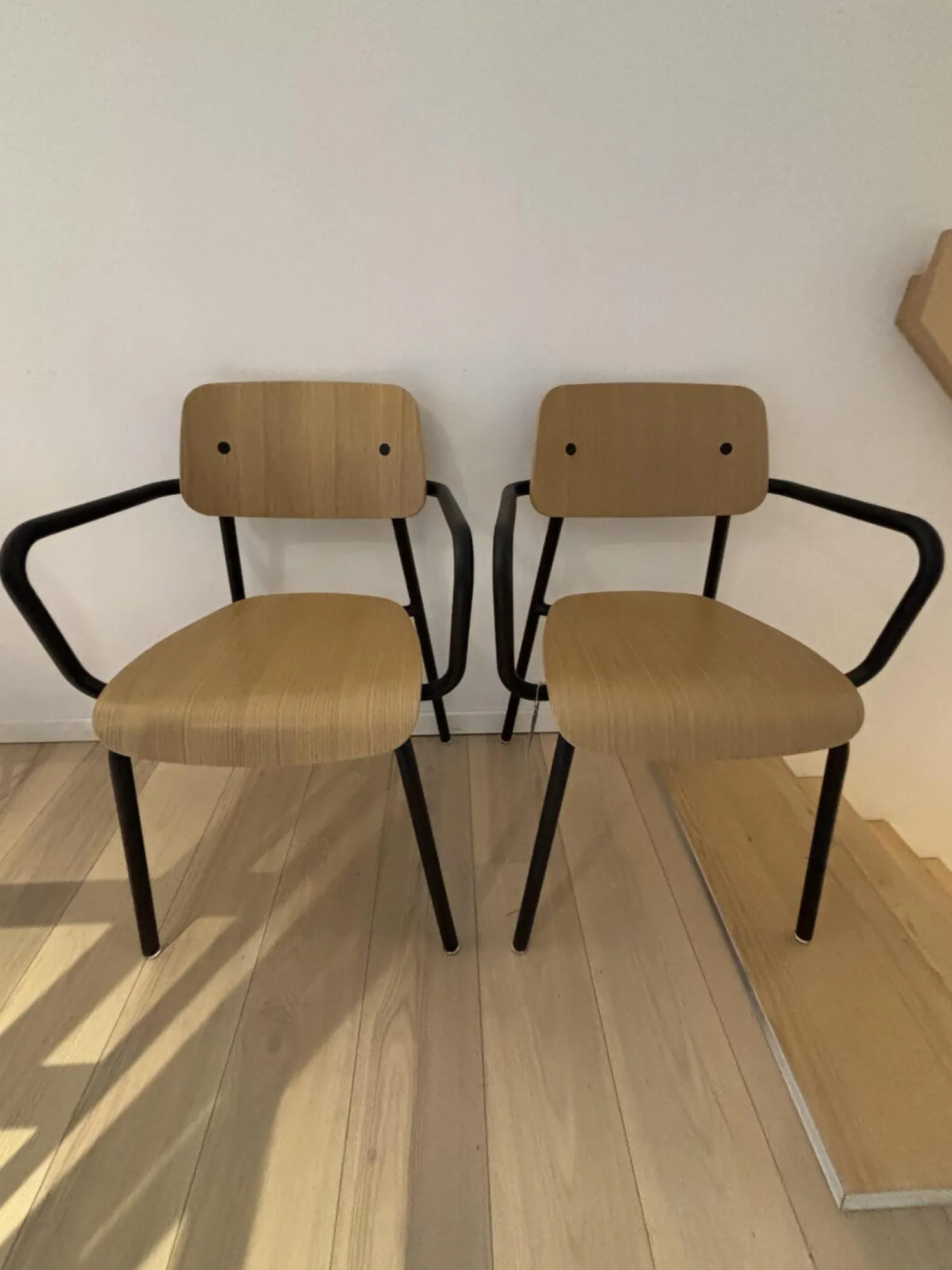 Fermob Stuhlsets|2er Set Armlehnstuhl Studie Eichenholz Furniert Gestell Und Armlehnen Aluminiumrohr Schwarz