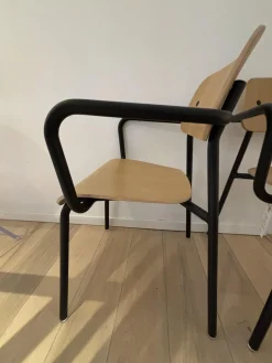 Fermob Stuhlsets|2er Set Armlehnstuhl Studie Eichenholz Furniert Gestell Und Armlehnen Aluminiumrohr Schwarz