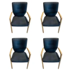 Natura Stuhlsets|4er Set Armlehnstuhl Wilshere Stoff Texel 510 Anthrazit Gestell Massivholz Geölt