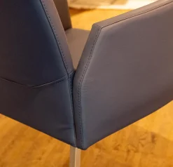 WK Wohnen Stuhlsets|2-er Set Armlehnstuhl WK 700 VMA Leder Toledo Kobalt Gestell Edelstahl Matt Quadratisch