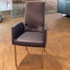 WK Wohnen Stuhlsets|2-er Set Armlehnstuhl WK 700 VMA Leder Toledo Kobalt Gestell Edelstahl Matt Quadratisch