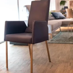 WK Wohnen Stuhlsets|2-er Set Armlehnstuhl WK 700 VMA Leder Toledo Kobalt Gestell Edelstahl Matt Quadratisch