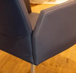 WK Wohnen Stuhlsets|2-er Set Armlehnstuhl WK 700 VMA Leder Toledo Kobalt Gestell Edelstahl Matt Quadratisch