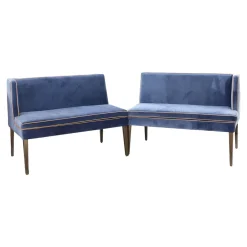 Christine Kröncke Bänke|2er Set Bank CK Dinegra CK400.40 Bezug Allure Velvet Blau 1357 055 Fuß Eiche Dunkel Keder 577.056 Copper Helles Kupfer