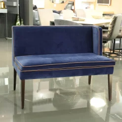 Christine Kröncke Bänke|2er Set Bank CK Dinegra CK400.40 Bezug Allure Velvet Blau 1357 055 Fuß Eiche Dunkel Keder 577.056 Copper Helles Kupfer