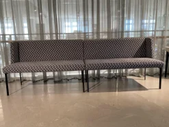 Christine Kröncke Bänke|2er Set Bank Juna Stoff Diamante Grigio Grau Fuß Stahl Schwarz Gepulvert