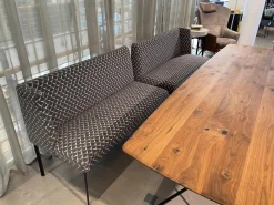 Christine Kröncke Bänke|2er Set Bank Juna Stoff Diamante Grigio Grau Fuß Stahl Schwarz Gepulvert