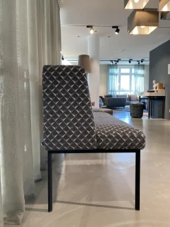 Christine Kröncke Bänke|2er Set Bank Juna Stoff Diamante Grigio Grau Fuß Stahl Schwarz Gepulvert