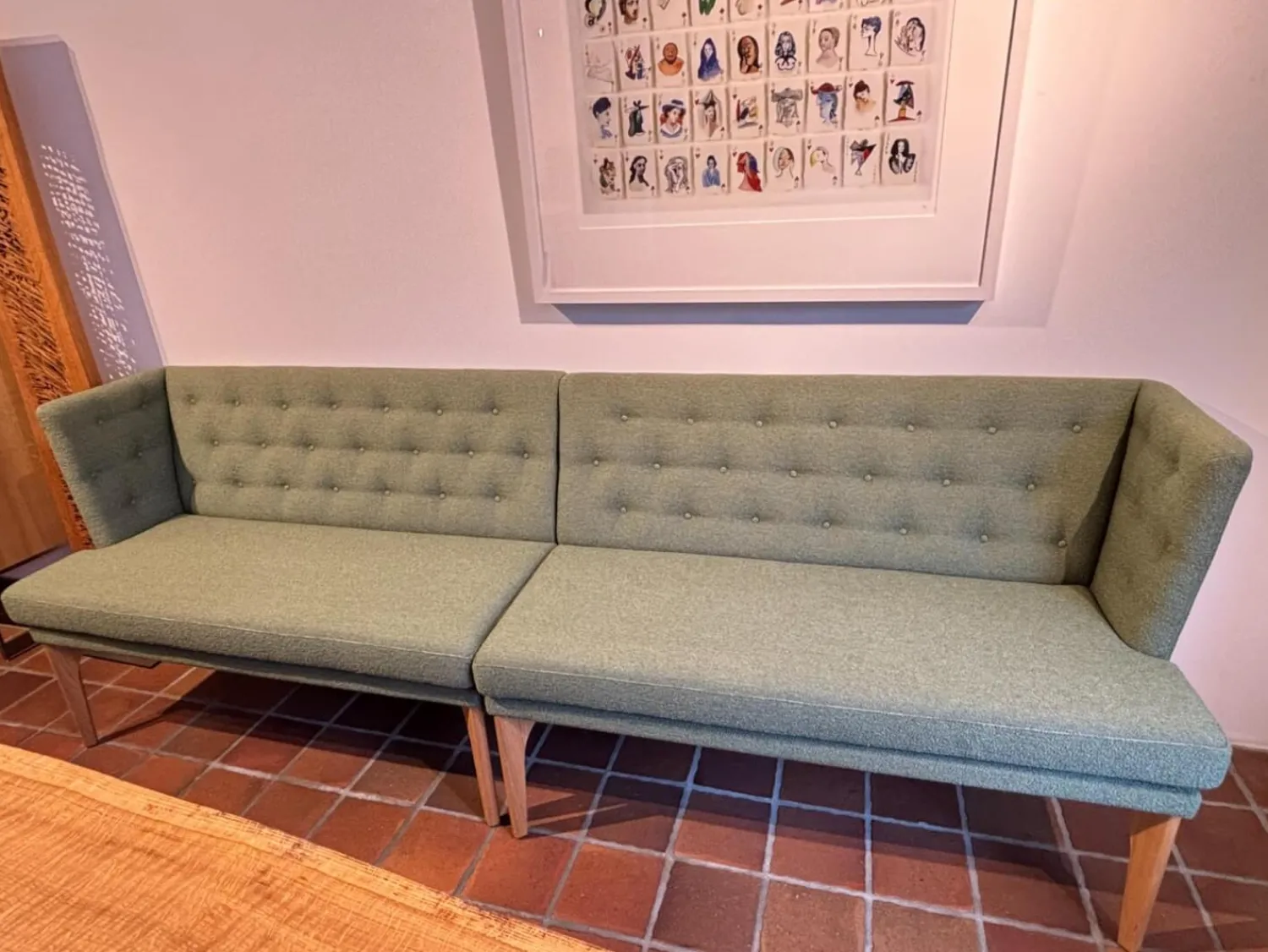 Bielefelder Werkstätten Bänke|2er Set Bank Polo BW 167 6002 Stoff Queen 1775 434 Grün Gestell Eiche Natur Geölt