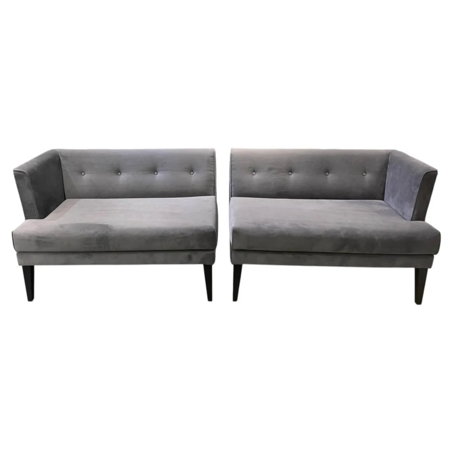 Signet Bänke|2er Set Bank Smilla Stoff Milan Anthrazit Holzfuß Schwarz