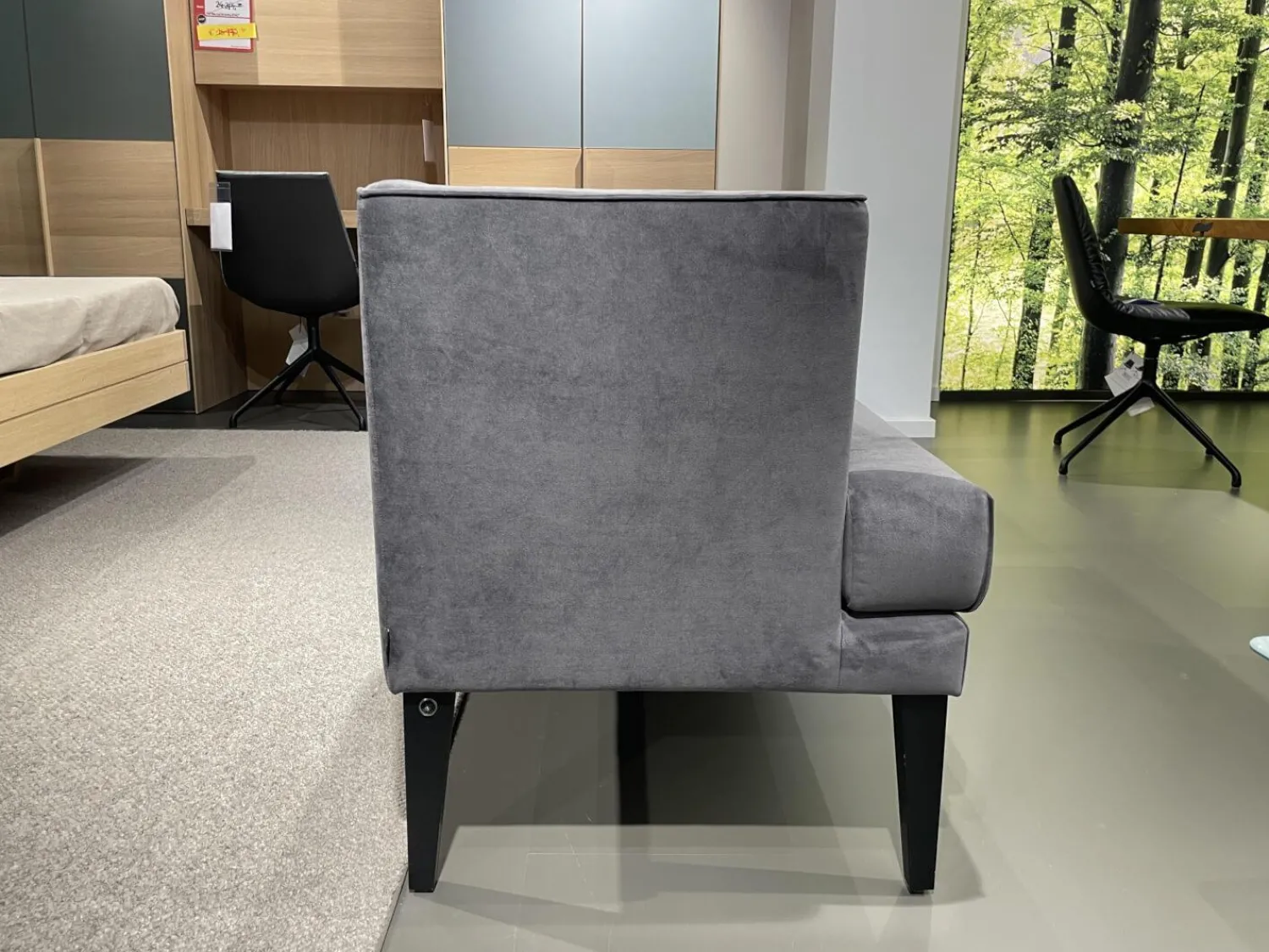 Signet Bänke|2er Set Bank Smilla Stoff Milan Anthrazit Holzfuß Schwarz