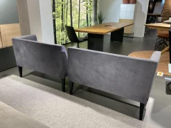 Signet Bänke|2er Set Bank Smilla Stoff Milan Anthrazit Holzfuß Schwarz