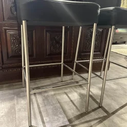 Bert Plantagie Barhocker & Barstühle|2er Set Barhocker Mambo Bezug Leder Toledo 9008 Schwarz Gestell Rundrohr Edelstahl