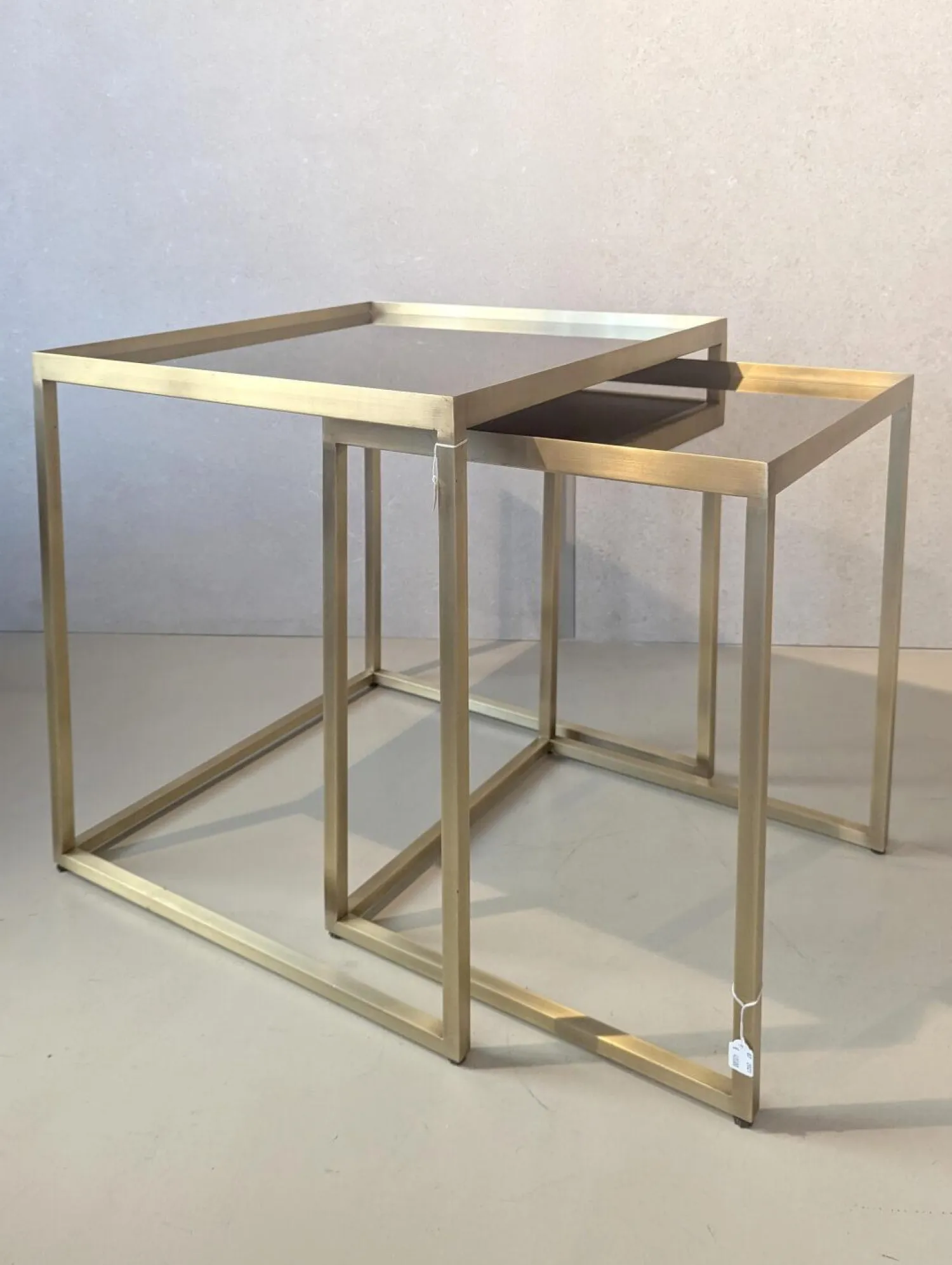 Eigene Herstellung Couchtische|2er Set Beistelltisch Platte Glas Gestell Metall Goldoptik Gold