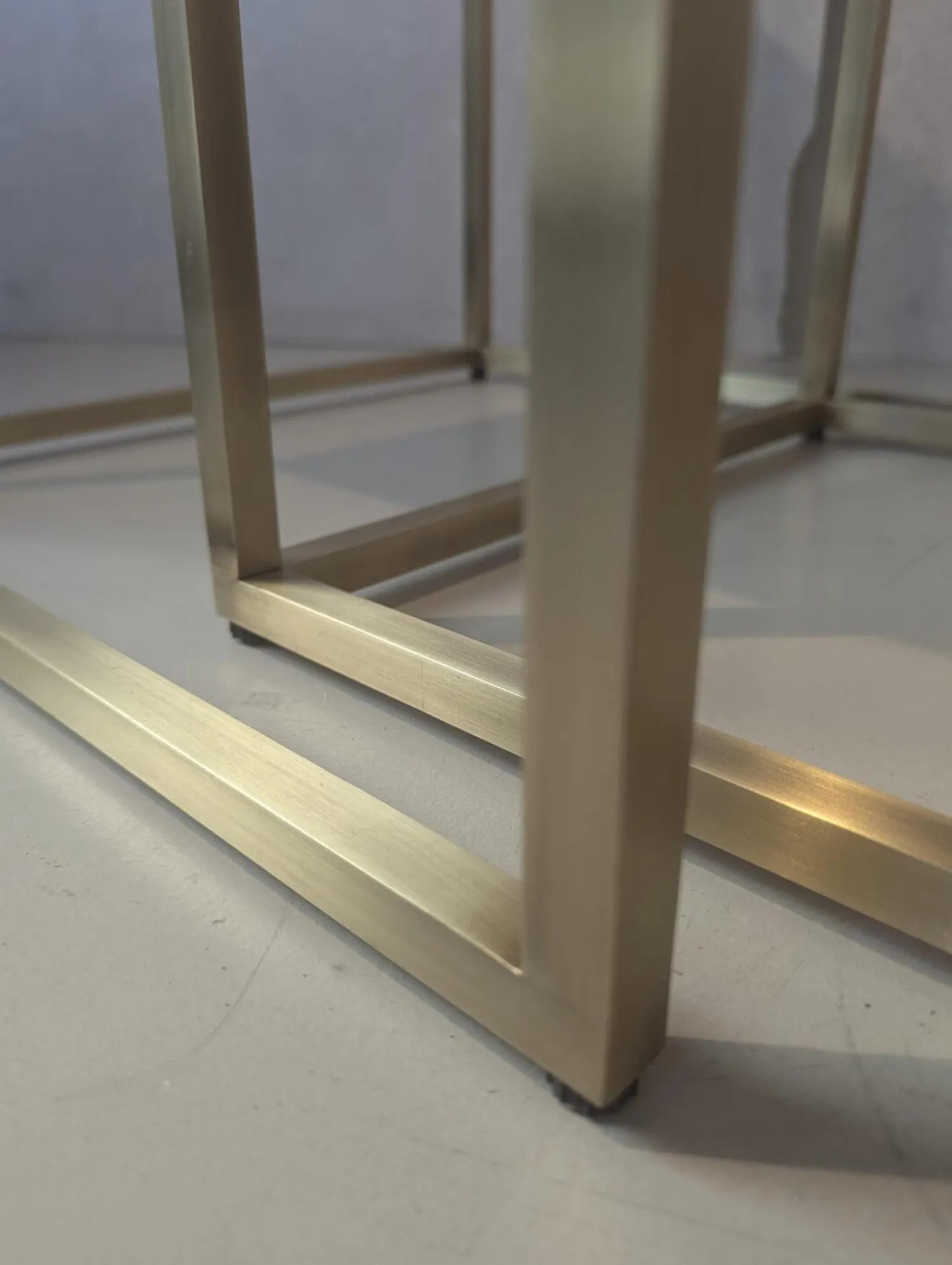 Eigene Herstellung Couchtische|2er Set Beistelltisch Platte Glas Gestell Metall Goldoptik Gold