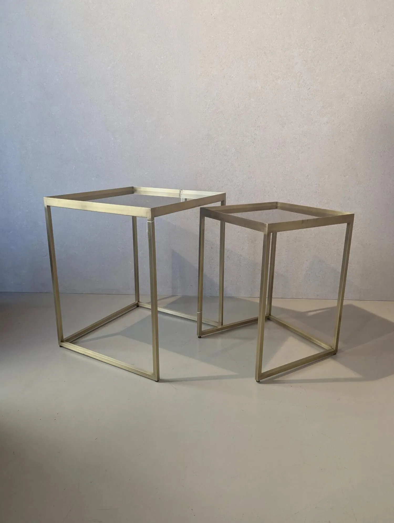 Eigene Herstellung Couchtische|2er Set Beistelltisch Platte Glas Gestell Metall Goldoptik Gold