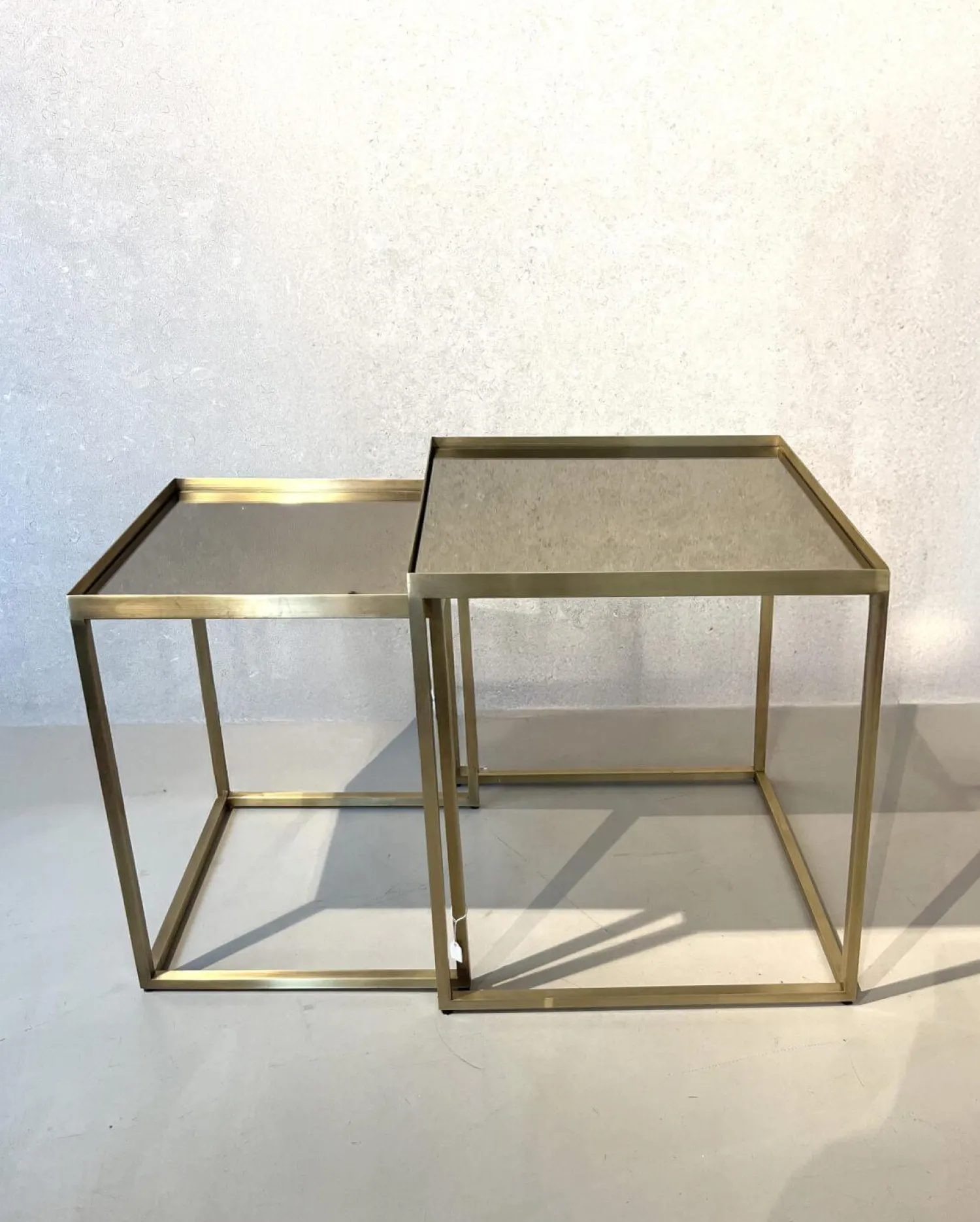 Eigene Herstellung Couchtische|2er Set Beistelltisch Platte Glas Gestell Metall Goldoptik Gold