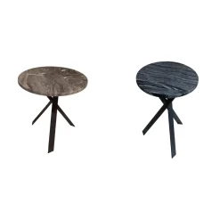 Draenert Beistelltische|2er Set Beistelltisch Platte Stein Silver Wave Und Stein Orobico Black Gestell Stahl Schwarzgrau