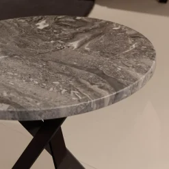 Draenert Beistelltische|2er Set Beistelltisch Platte Stein Silver Wave Und Stein Orobico Black Gestell Stahl Schwarzgrau