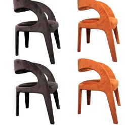Fendi Casa Stuhlsets|4-er Set Berenice Chair 2 Stoff A073 Black 2 Stoff A045 Paprika