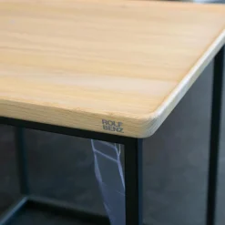 Rolf Benz Couchtische|2-er Set Couchtisch Tischplatte Massiv Eiche Farblos Lackiert Gestell Stahl Lack Matt Verkehrsschwarz RAL 9017 ohne Kissen