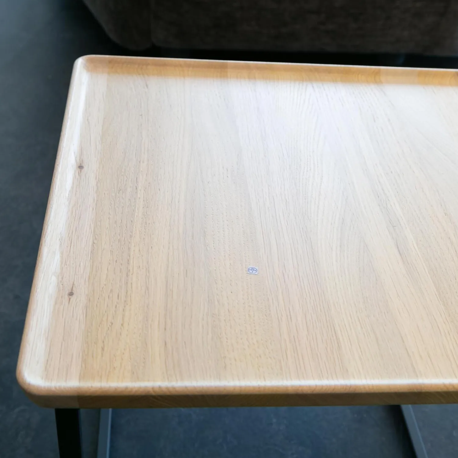 Rolf Benz Couchtische|2-er Set Couchtisch Tischplatte Massiv Eiche Farblos Lackiert Gestell Stahl Lack Matt Verkehrsschwarz RAL 9017 ohne Kissen