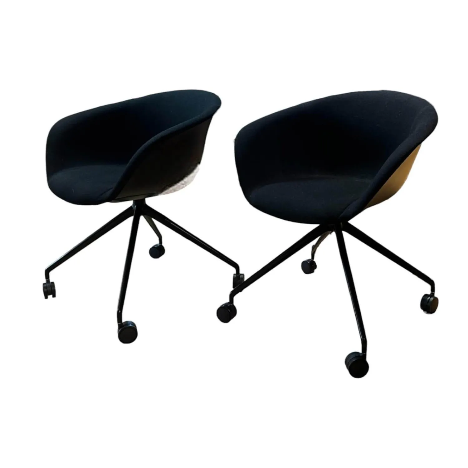 Arper Stuhlsets|2-er Set Drehsessel Duna 02 4217 Stoff Jet Fidvi Schwarz Schale Polypropylen Spinnenfuß Aluminium Lackiert