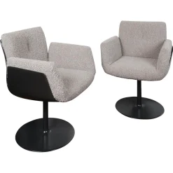 COR Stuhlsets|2-er Set Drehstuhl Alvo Stoff 14002 Hellgrau Schale Kunststoff Schwarz Tellerfuß Lack Schwarz