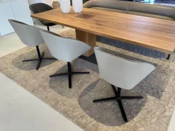 Draenert Stuhlsets|4er Set Drehstuhl Dan Innen Stoff Harris 14 Grau Außen Leder 647 Grau Kreuzfuß Schwarz