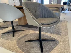 Draenert Stuhlsets|4er Set Drehstuhl Dan Innen Stoff Harris 14 Grau Außen Leder 647 Grau Kreuzfuß Schwarz